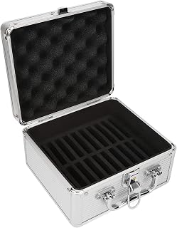 Hard Drive Case 2.5inch 20 Bay, HDD Storage Box Suitcase with Security Lock and Cushioning Pad, Shockproof Waterproof External Hard Drive Carrying Case, Silver