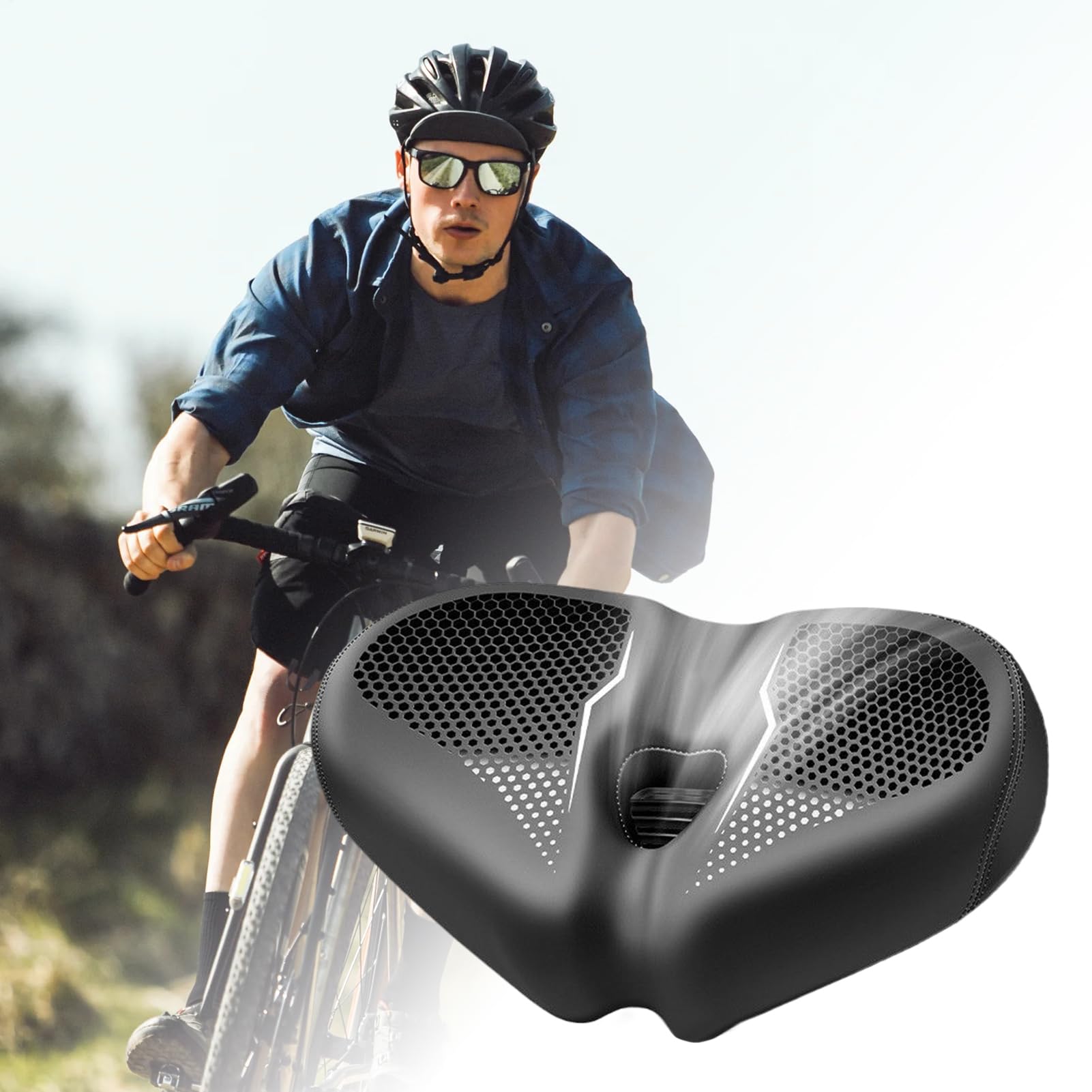 Sella per bicicletta da uomo, traspirante, ammortizzante, antiscivolo, per donne e ragazzi, per bici da touring, per cruiser, ragazzi e fitness