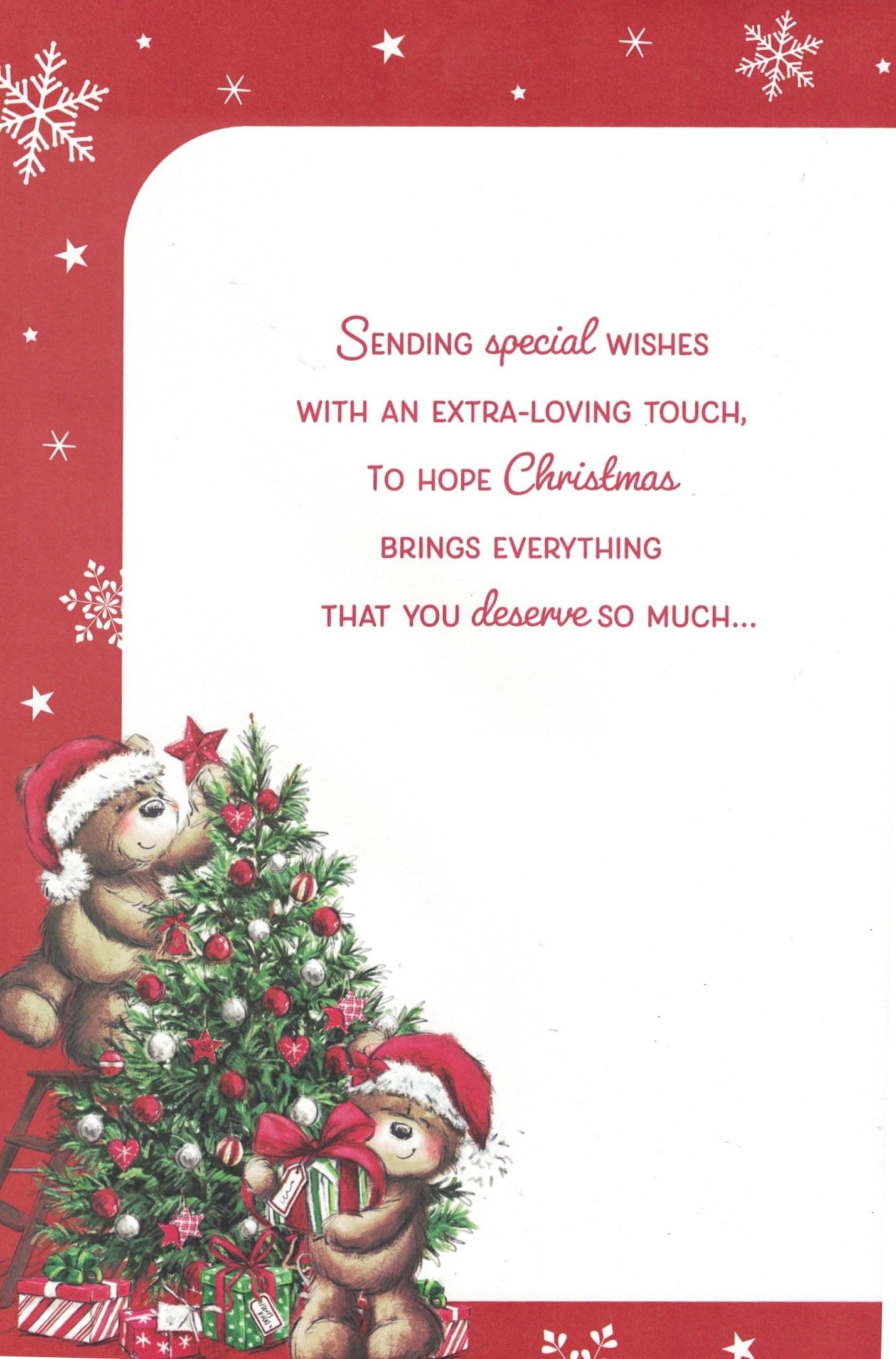 Large Luxury Christmas Card for Husband, Special Cute Bear Design with Glitter & 8 Page Insert, Xmas Greeting Card with Verse - Image 3