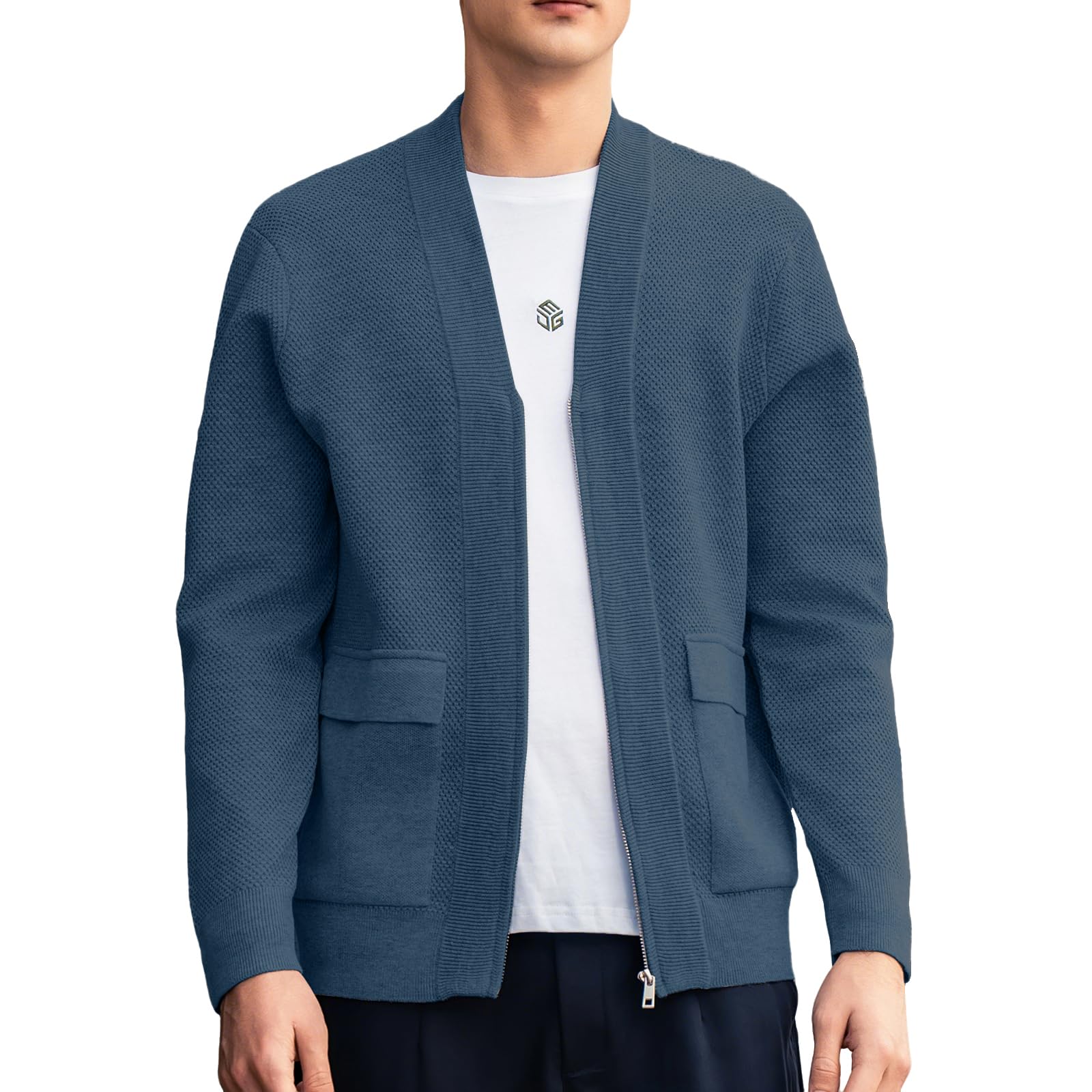 Men's Cardigan Sweater Button Front V-Neck Long Sleeve Knit Sweaters