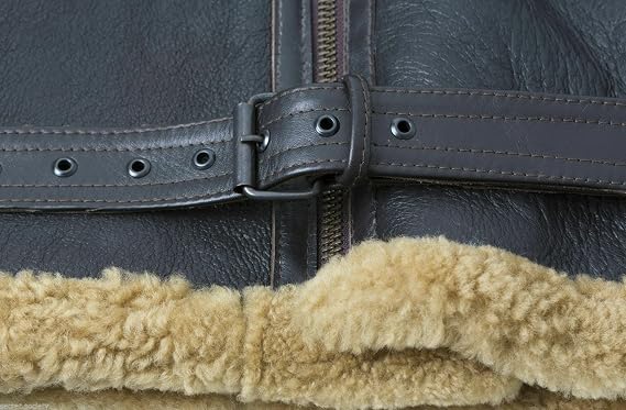 Mens B3 Bomber RAF Aviator Flight Real Shearling Fur Black Pilot Sheepskin Real Leather Jacket