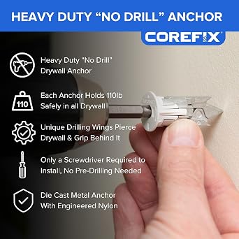Corefix Spike Heavy Duty Plasterboard Fixings 8 Pack with M5x60mm Screws