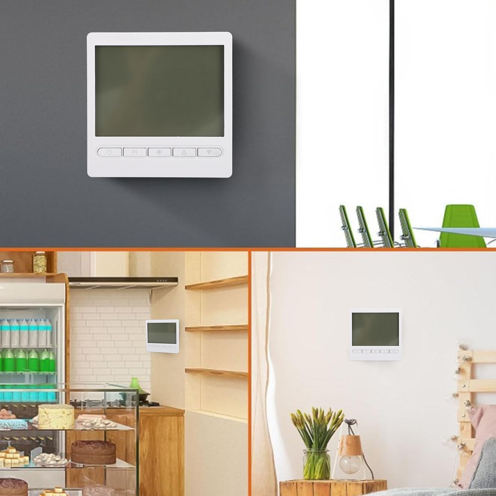 Termostat Termostat Pompy Ciepła Domowy Bezprzewodowy Regulator Temperatury RF Wyświetlacz LCD Plug and Play dla Prądu Przemiennego, Centralnego Gazu, Oleju i Pieców Elektrycznych