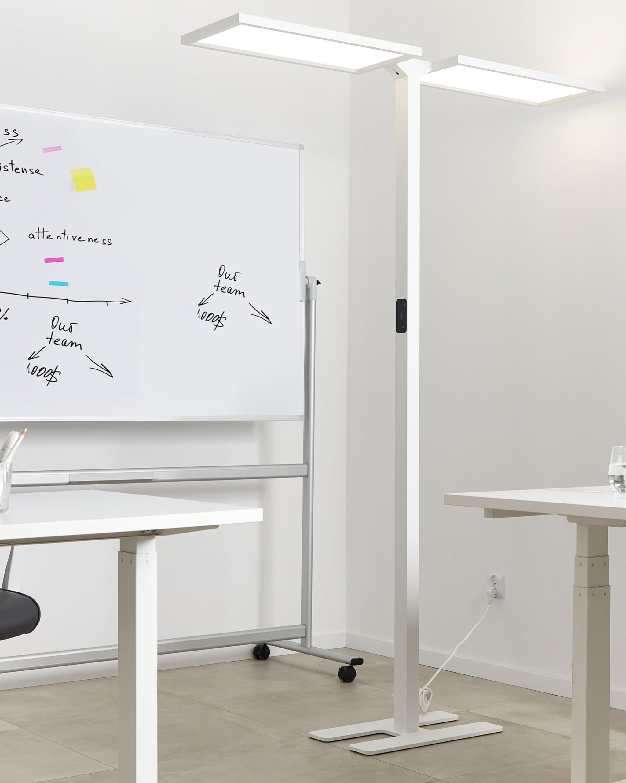 Beliani LED-Stehlampe Metall weiß mit Bewegungsmelder Touch-Funktion dimmbar Sculptor