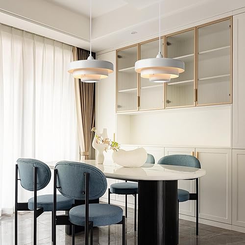 Miniatura 4 de Lámpara colgante con enchufe blanco, lámpara colgante moderna de mediados de siglo, lámpara colgante de estilo nórdico, iluminación colgante de