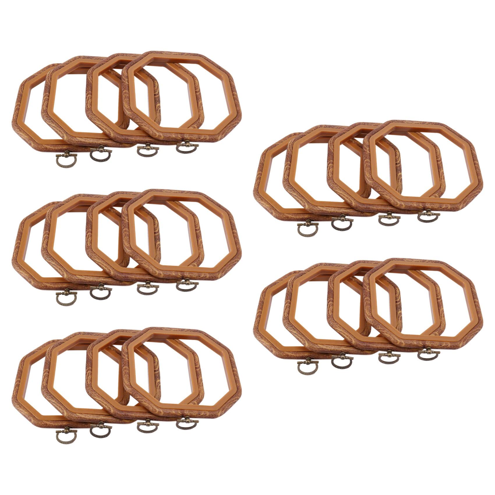 Hndhbfgrt 20PCS Octagon Embroidery Hoops Imitated Wood Hoop Set Display Frame for Art Craft Handy Sewing and Hanging