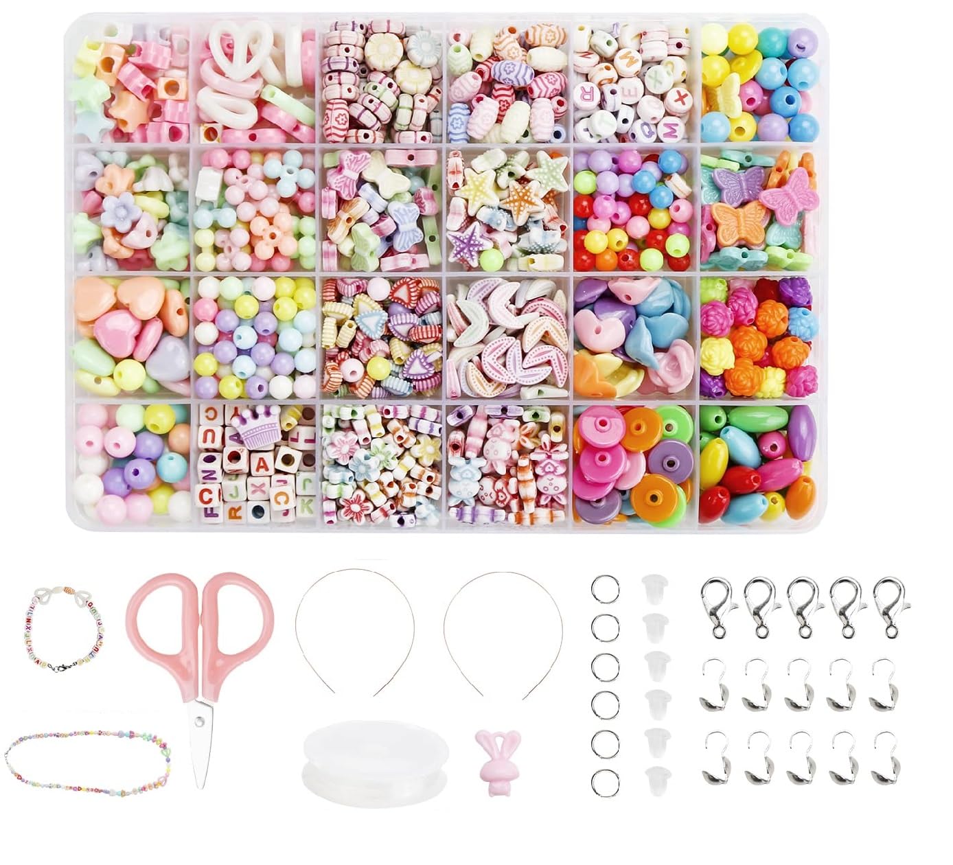 TREXEE 600 Pcs Plastic Beads for Kids Jewelry Making Kit | DIY Plastic Beads Crafts Material for Child | Bracelets Necklace Hairband and Rings Craft Kits Beads Toy (B0CQZ1Y92X) Amazon Price History, Amazon Price Tracker