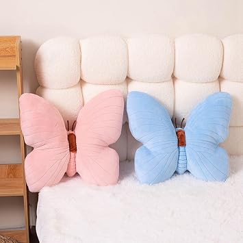 Generic Butterfly Shaped Throw Pillow, Cotton Fill, 15.7 x 15.7 Inch Soft Butterfly Stuffed Seat Cushion Pad, Decorative Animal Pillow for Living Room (Pink)