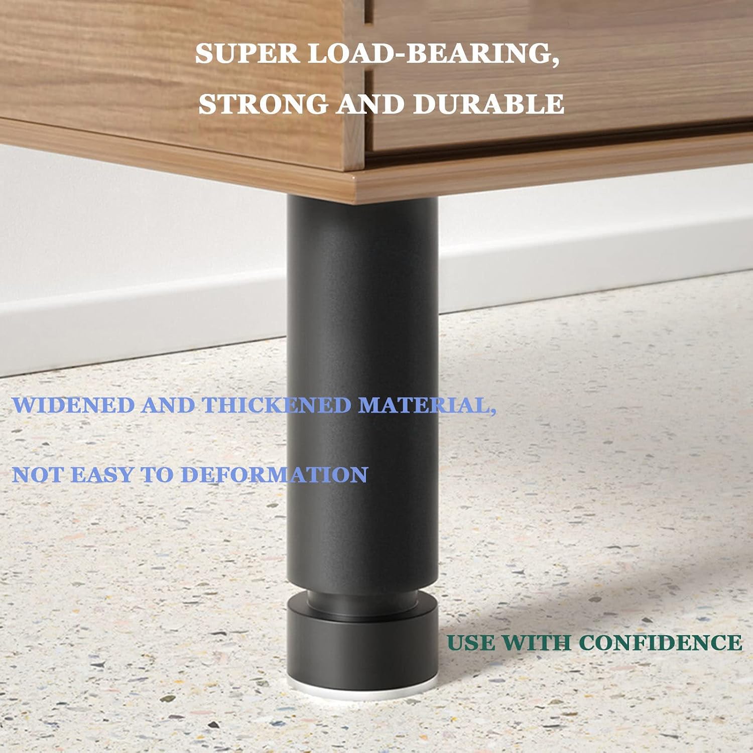 Furniture Legs,4Pcs,10cm/15cm/20cm,Metal Furniture Legs,Adjustable Legs,Black Sofa Legs,Desk Legs,Table Replacement Legs,Black Furniture Legs,Black-15cm/6in