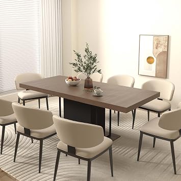 Extendable Dining Room Table for 6-10 People, 62-78 Extendable Kitchen Tables with Storage, Modern Dining Table for Kitchen Home Family Meals Black+Brown