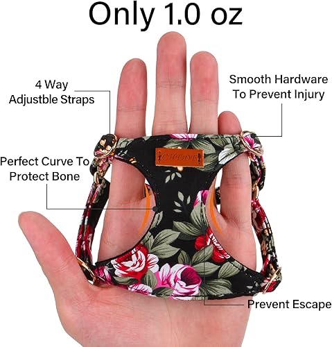 Miniatura 15 de CHEDE No Pull Floral Pattern Dog Harness - Lightweight and Soft, Adjustable Small Dog Harness Set with Leash, Suitable for Puppy to Medium-Sized Dog