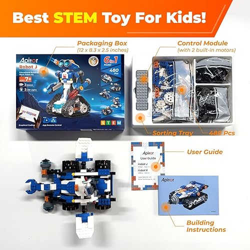 Miniatura 9 de STEM Robot Toy 6 en 1 Kit de construcción de robot para niños de 8 a 12 años, aplicación de control remoto, juguetes de codificación STEM, regalos