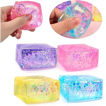 Nee Doh Nice Cube Pack of 2 Stress Balls for Children and Adults, TPR Material, Squeeze Ball, Crushing Ball, Children for Str