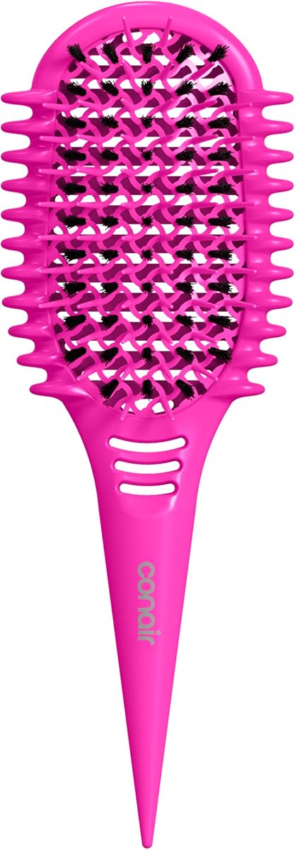 Cepillo desenredante para cabello rizado y herramienta para separar el cabello, rizos sueltos | Cepillo anti frizz con cerdas mixtas, diseño de doble ventilación, cepillo de viaje con mango seccionador, uso en cabello mojado o húmedo