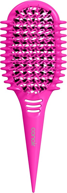 Cepillo desenredante para cabello rizado y herramienta para separar el cabello, rizos sueltos | Cepillo anti frizz con cerdas mixtas, diseño de doble ventilación, cepillo de viaje con mango seccionador, uso en cabello mojado o húmedo