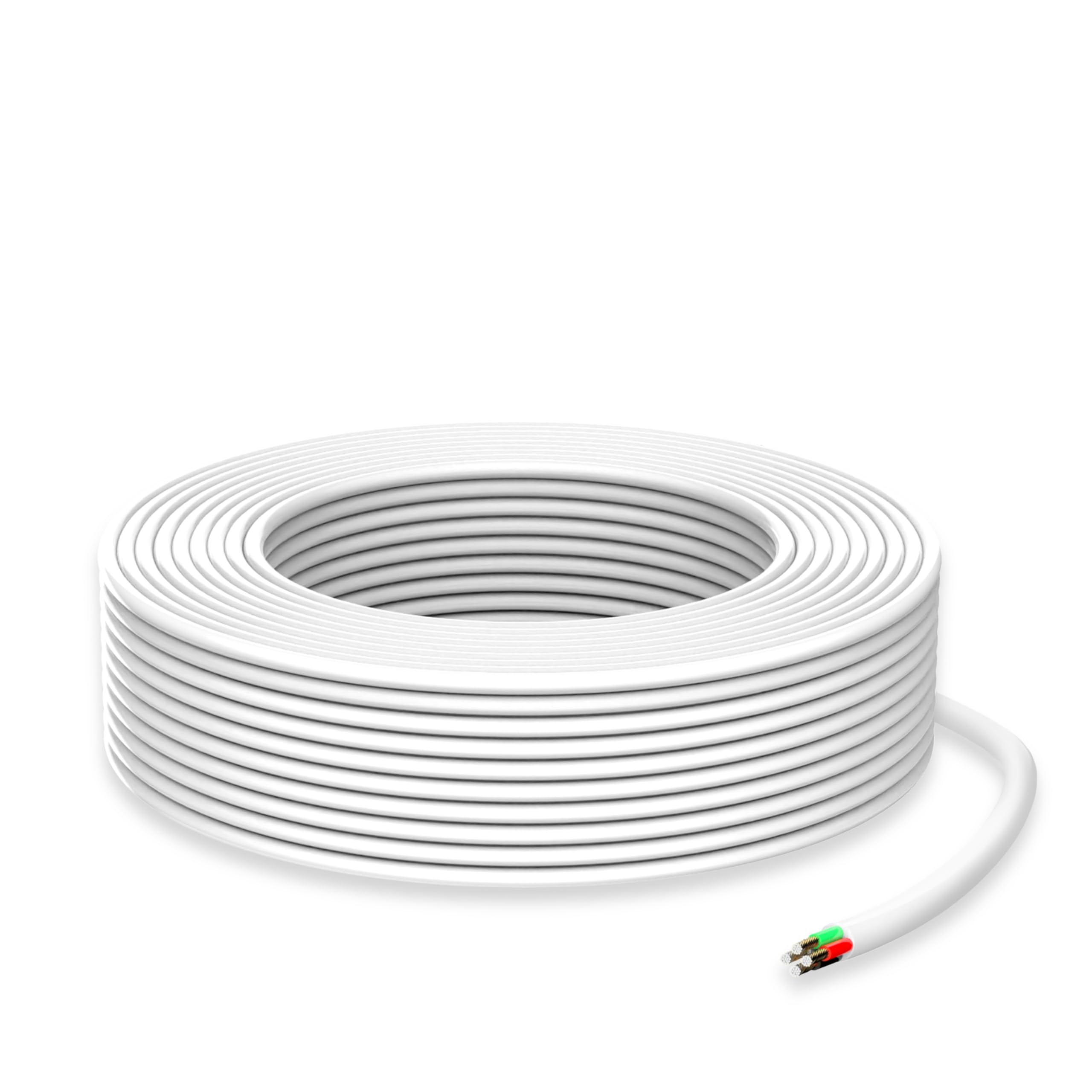 HiFind Cable de altavoz para exteriores de calibre 14/4 AWG a granel de 75 pies, LLDPE, resistente a los rayos UV, cable de 4 conductores CCA de bajo voltaje, CL2 para cine en casa, audio de coche