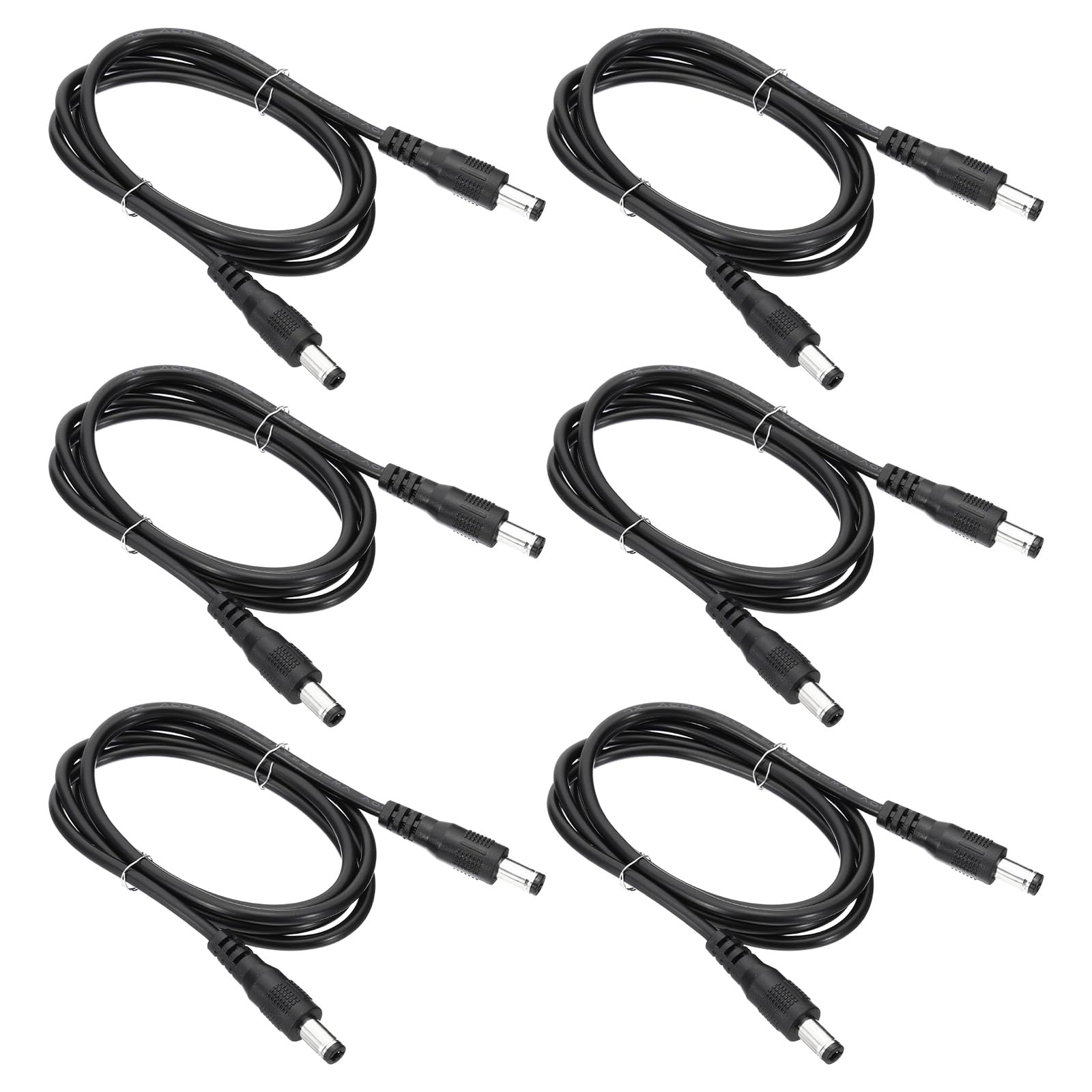 PATIKIL 3Ft Male to Male 5.5x2.5mm DC Power Extension Cable, 6 Pcs 24AWG Wire Adapter Connector Charging Cord for LED Strip DVR Router Camera, Black