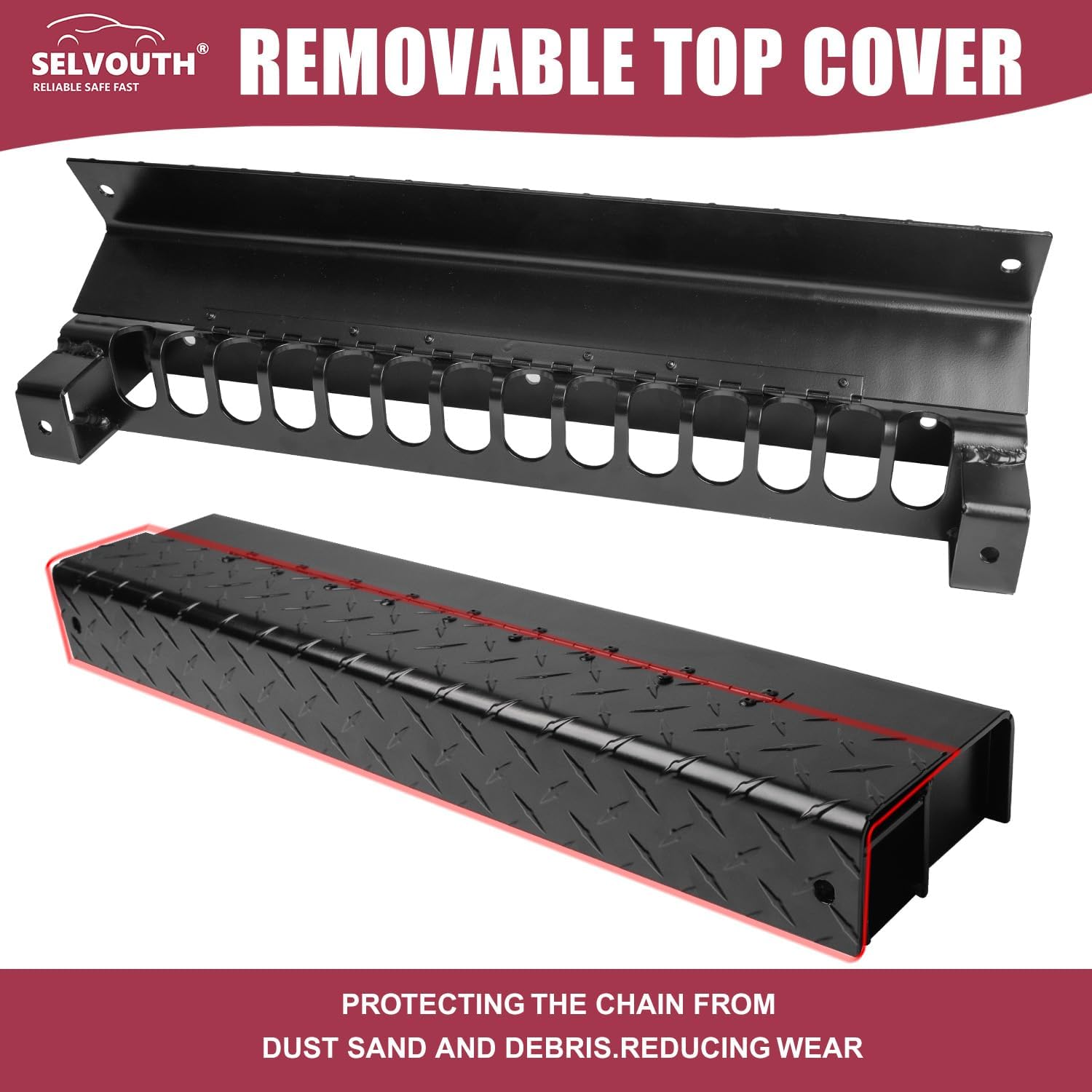 24" Aluminum Trailer Chain Holder (1-Pack) - for 5/16",3/8",1/2",Forged Hooks - Heavy Duty Trailer Cargo Rack for Chains & Binders - Holds Up to 14 Chains or Forged Hooks.