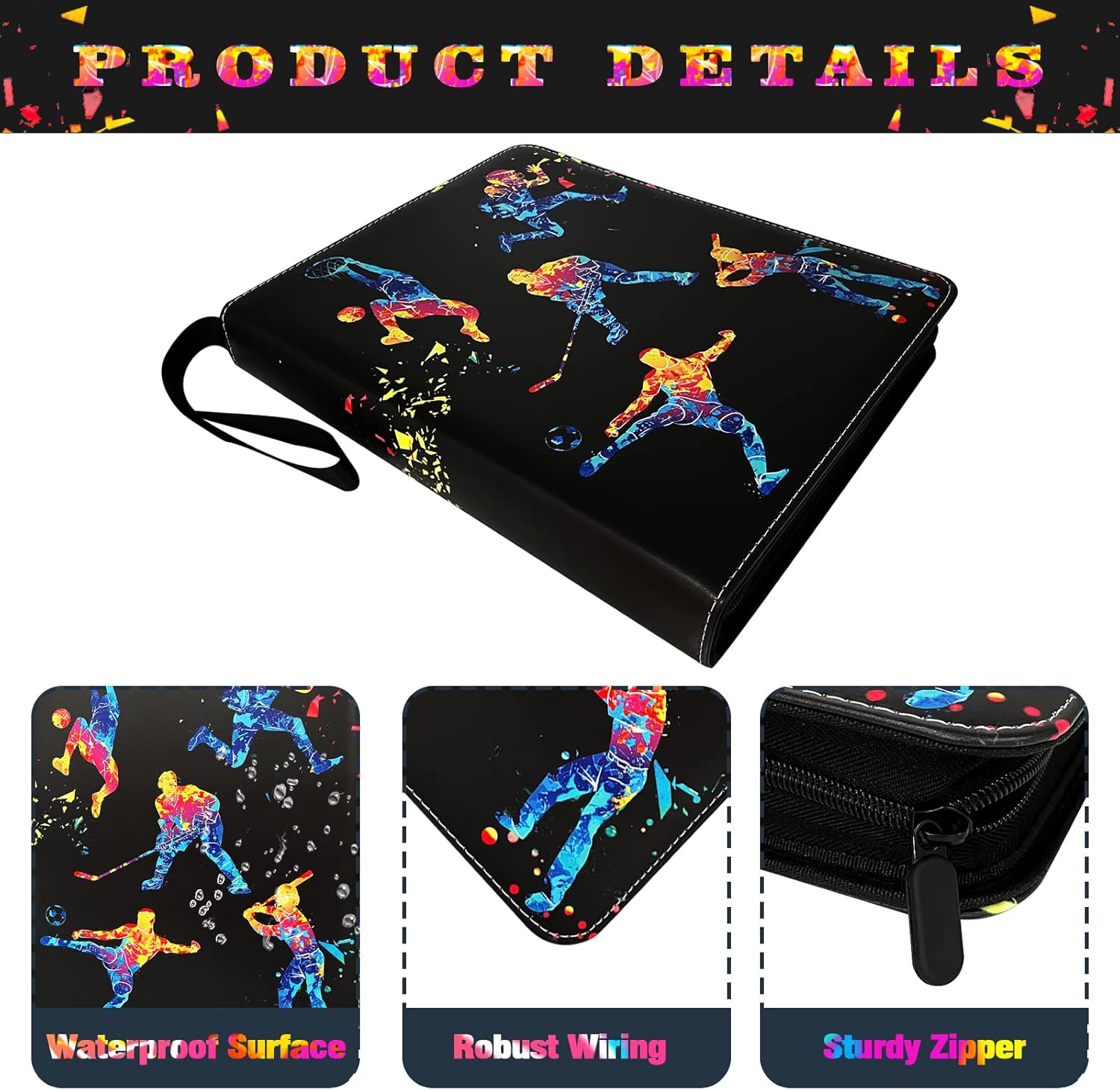 900 Pockets Sports Cards Binder,Trading Cards Holder Card Collectors Album,Trading Card Binder 9 Pocket with 50 Removable Sleeves for Football Baseball Basketball Hockey Soccer Card