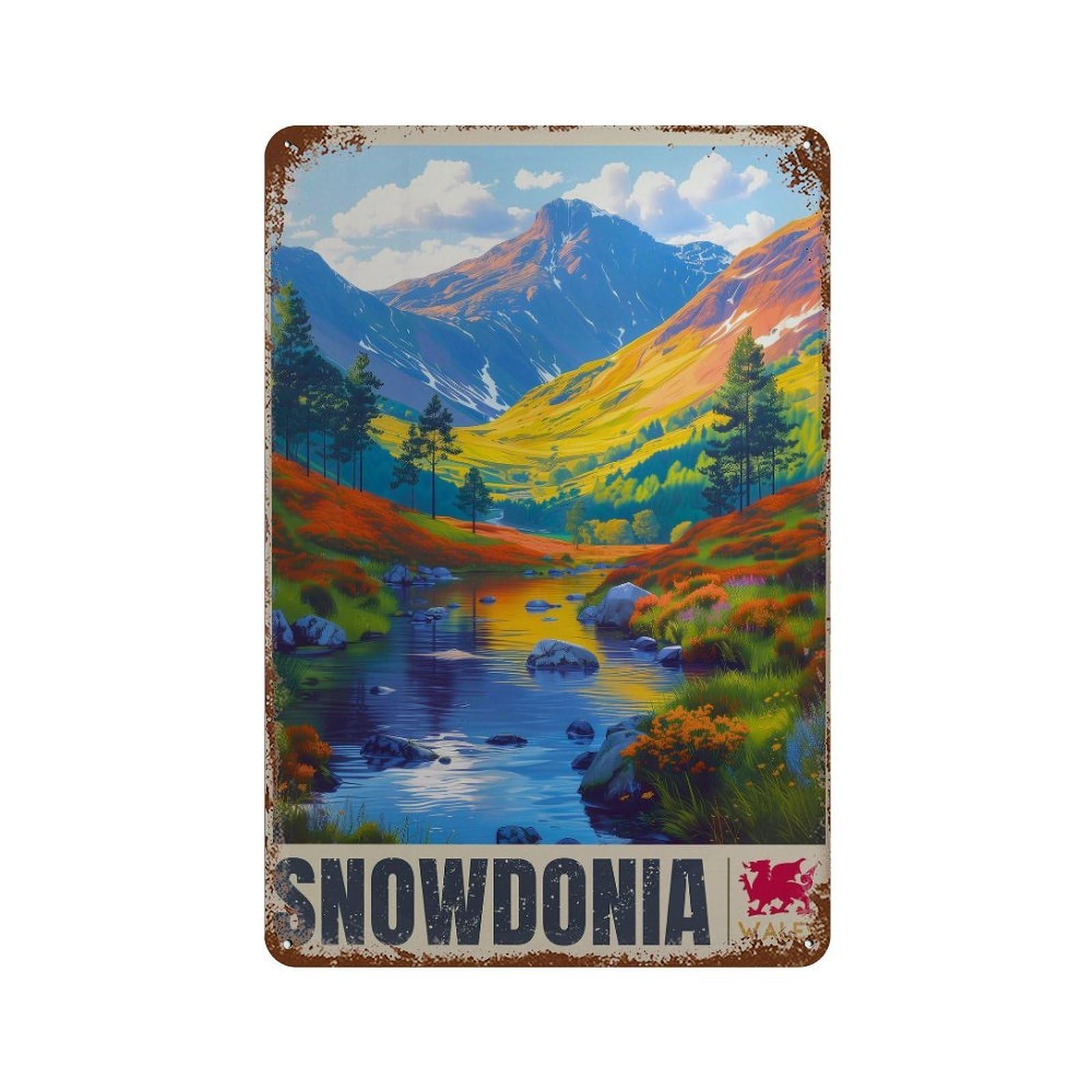 xiaoxiaoshen Snowdonia Travel Wales Wall Decor Art Metal Tin Poster Modern Home Decor Art Home Bar Shop Decorations Vintage Sign 30x20cm