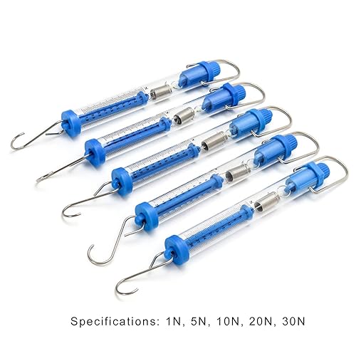 Miniatura 2 de QWORK Juego de 5 balanzas de resorte balanza de resorte transparente para colgar 1N 5N 10N 20N 30N