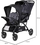 Baby Trend Sit n Stand Double 2.0 Stroller - Convertible Multi-Use Easy Fold Travel Toddler & Baby Tandem Double Stroller with Safety Harness and Storage Basket - Dash Black