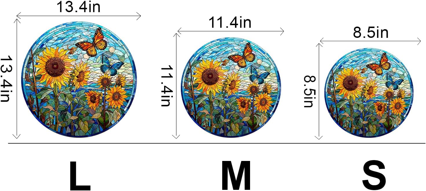 WOODBESTS Wooden Puzzles for Adults, Stained Glass Sunflower Wood Puzzle Adult, Unique Animal Shape Wooden Jigsaw Puzzles, Puzzle Game Gifts for Family Friends Birthday (200pcs, M-11.4 * 11.4in)