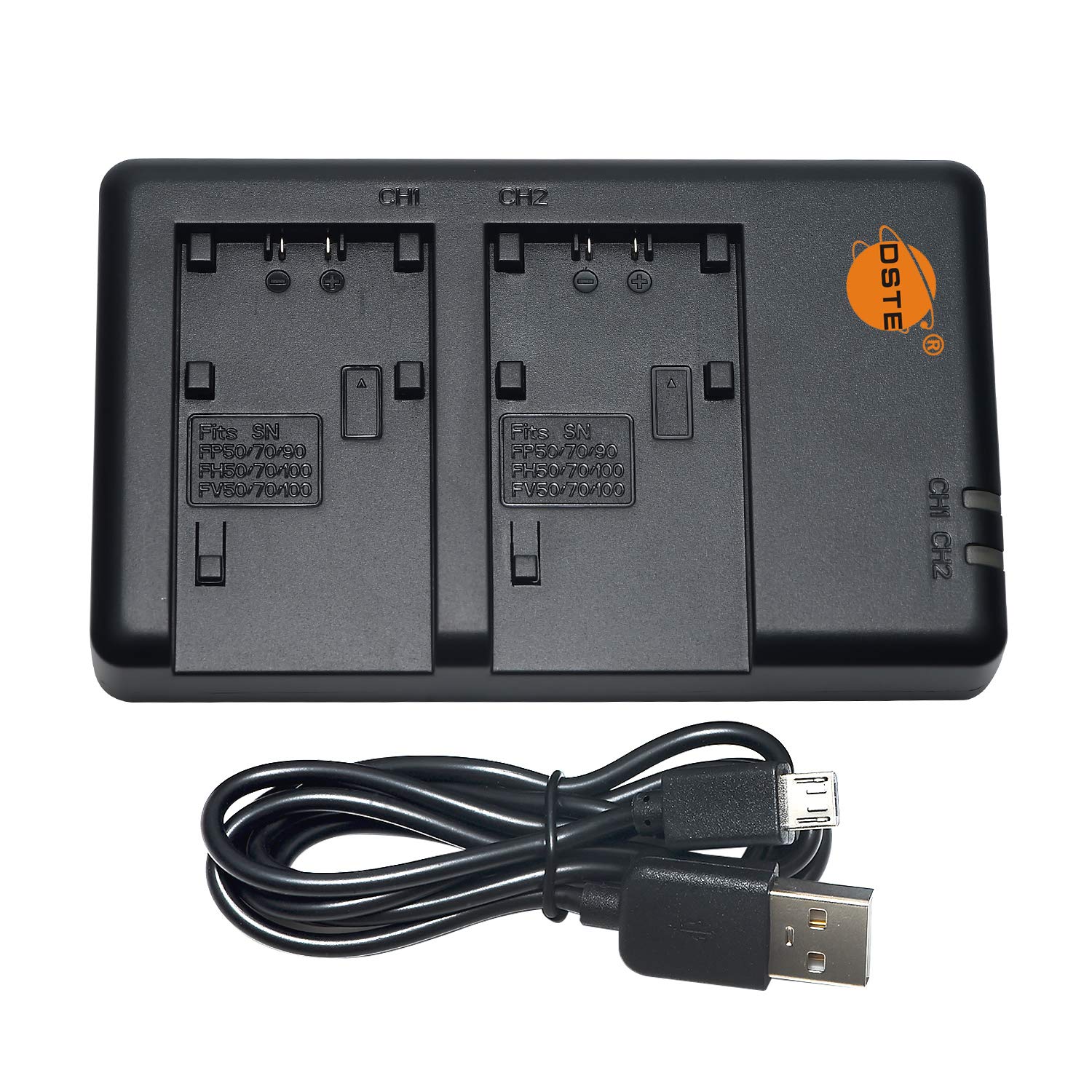 DSTE 2PCS NP-FV100 Batería & Cargador Compatible para Sony DCR-SR15, DCR-SR21, DCR-SR68, DCR-SR88, DCR-SX15, DCR-SX21, DCR-SX45