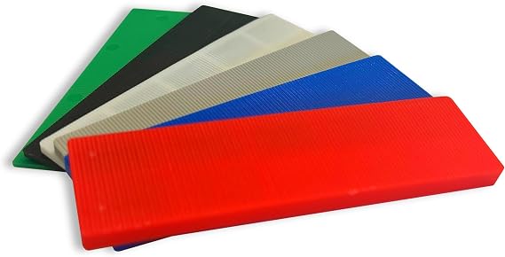28mm x 100mm Flat Plastic Glazing Packers (1-6mm) Durable Shim Spacers for DIY, Home Improvement, Window, and Door Frame Installations (Mixed Pack of 42)