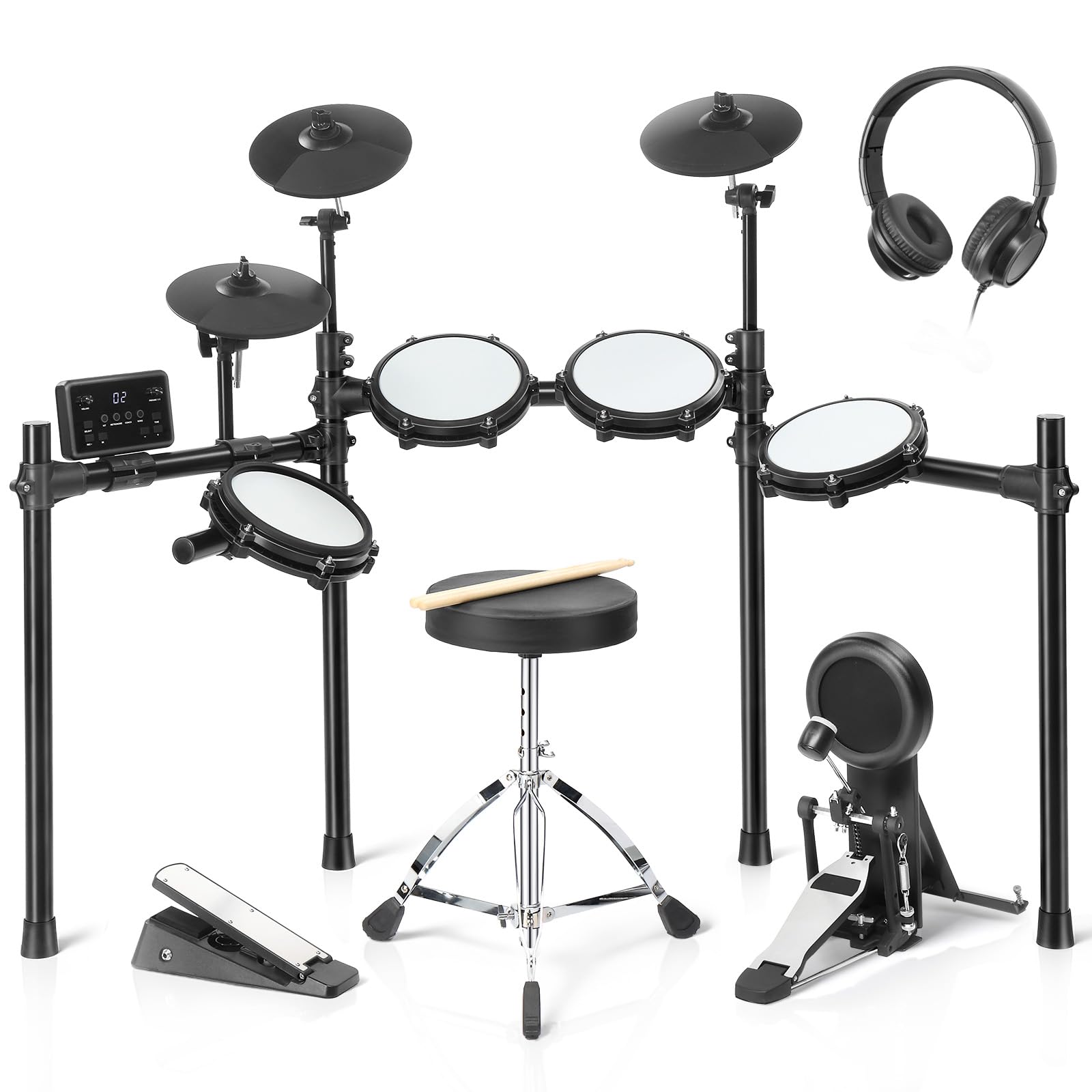 KOFOTTEU Batterie De Jazz Pour Enfant De 3 Ans+, Enseble De Batterie Avec Tabouret, 5 Tabours