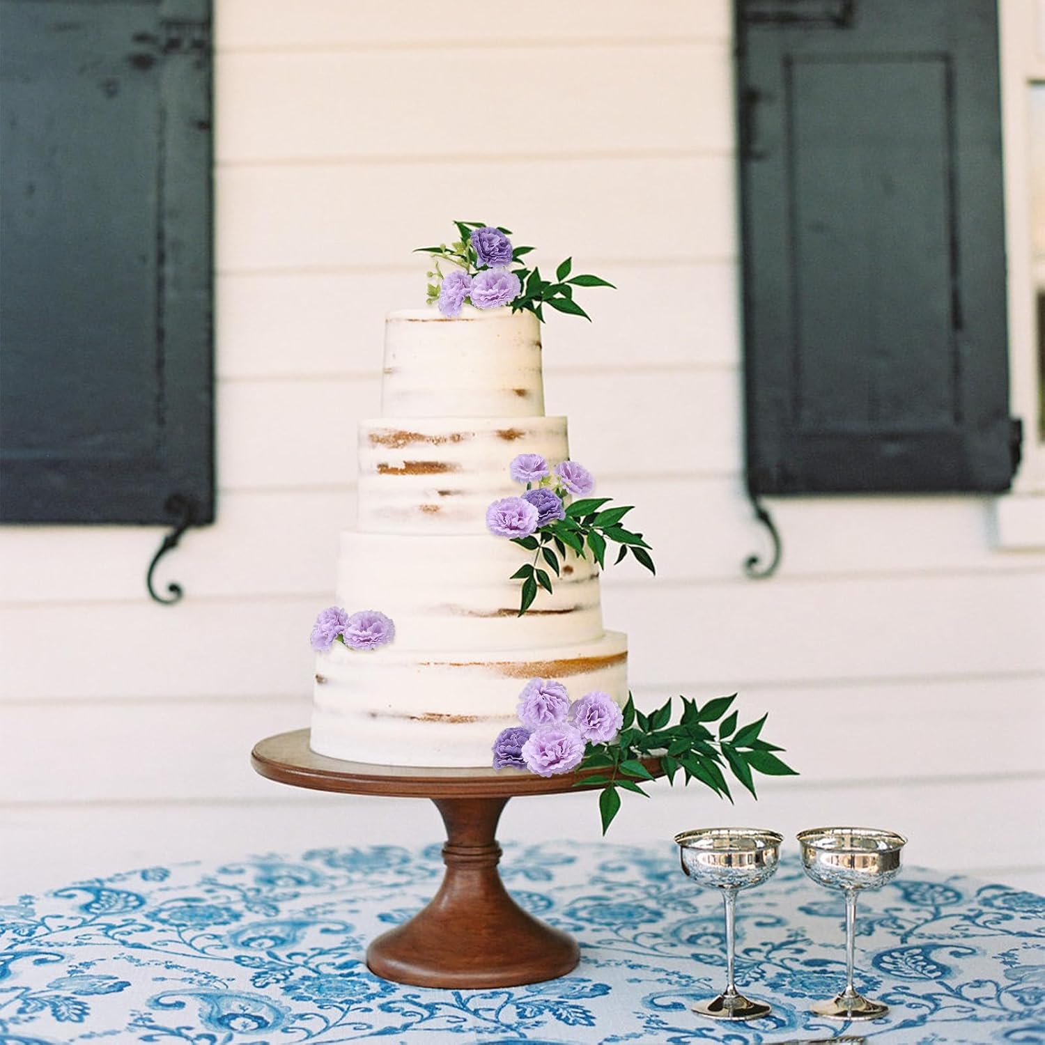 Carnations Artificial Flowers 5 Bundles Life-Like Faux Carnation Silk Flowers with Stem and Greenery, Fake Carnation Flowers Arrangements for Vase Home Wedding Decoration Mother's Day (Purple) - Image 6