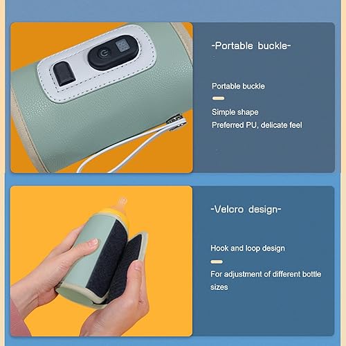Miniatura 4 de Calentador de biberones de leche para bebés con pantalla digital USB, portátil de 5 velocidades para leche materna y agua (verde)