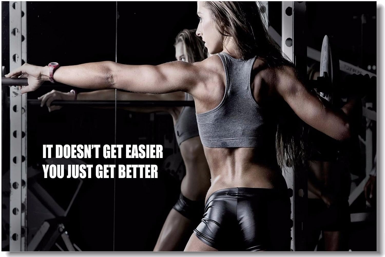 1x Poster Fabric Bodybuilding Men Girl Fitness Workout Quotes Motivational Inspiration Muscle Gym Font 35.5x23.5" (90x60cm) (017)