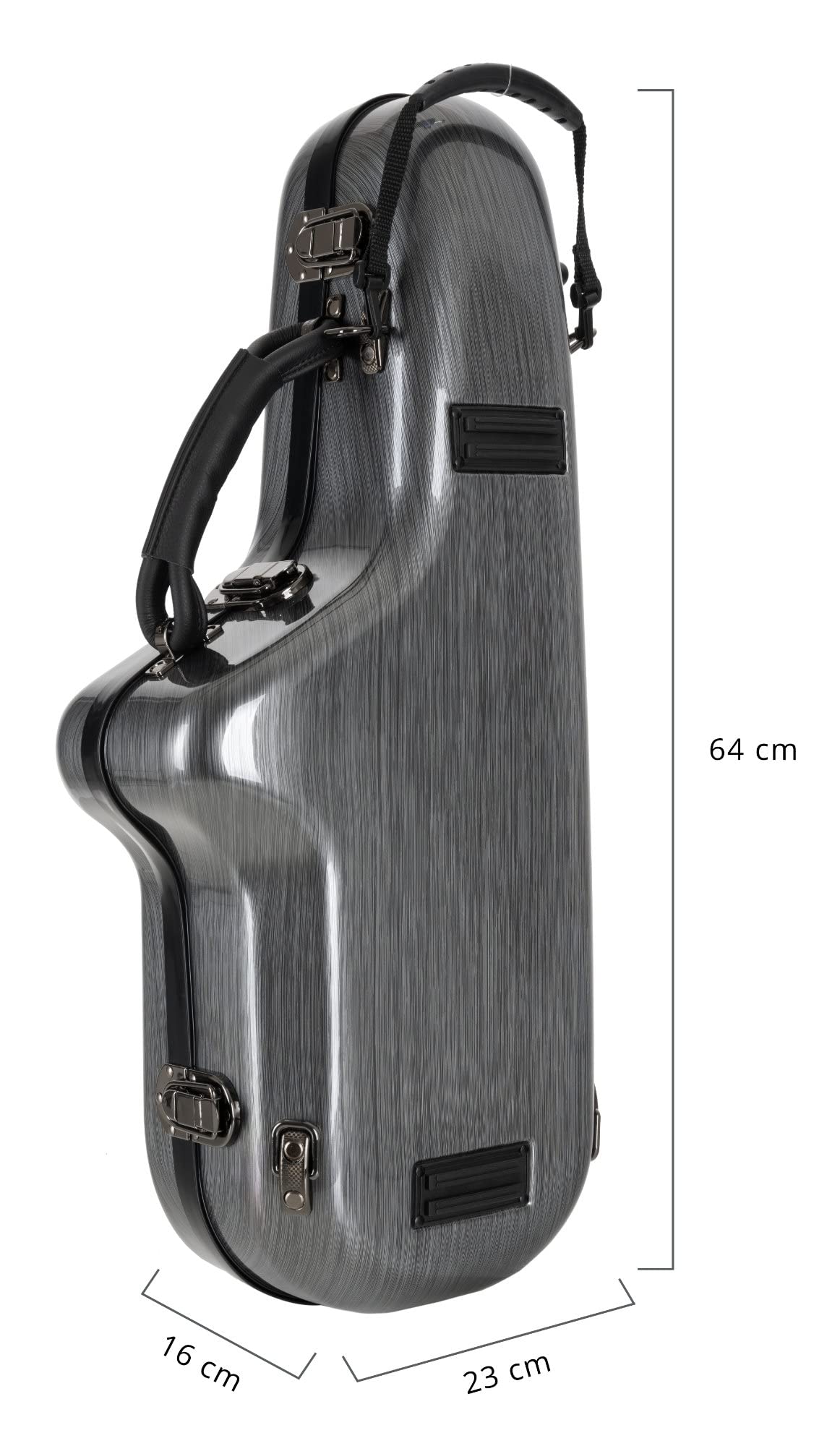 Custodia Deluxe Lechgold rigida per sassofono alto in Eb, imbottitura termica, spazio per S-Bow, bocchino e accessori, set zaino, design carbonio.