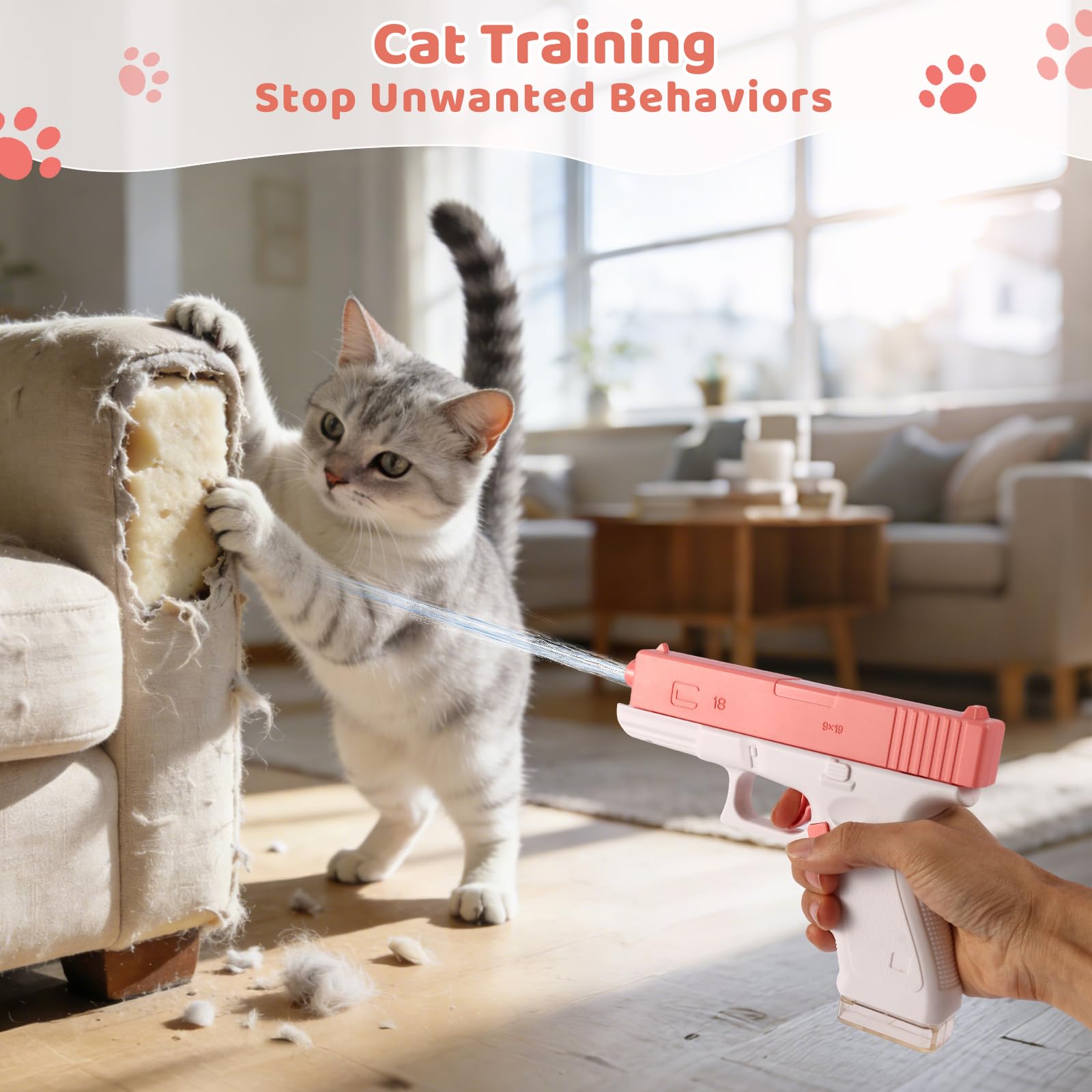 Lot de 2 pulvérisateurs pour chats et chiens - Pistolet de pulvérisation d'eau dissuasif pour chiens et animaux de compagnie - Réservoir d'eau amovible pour réduire les fuites