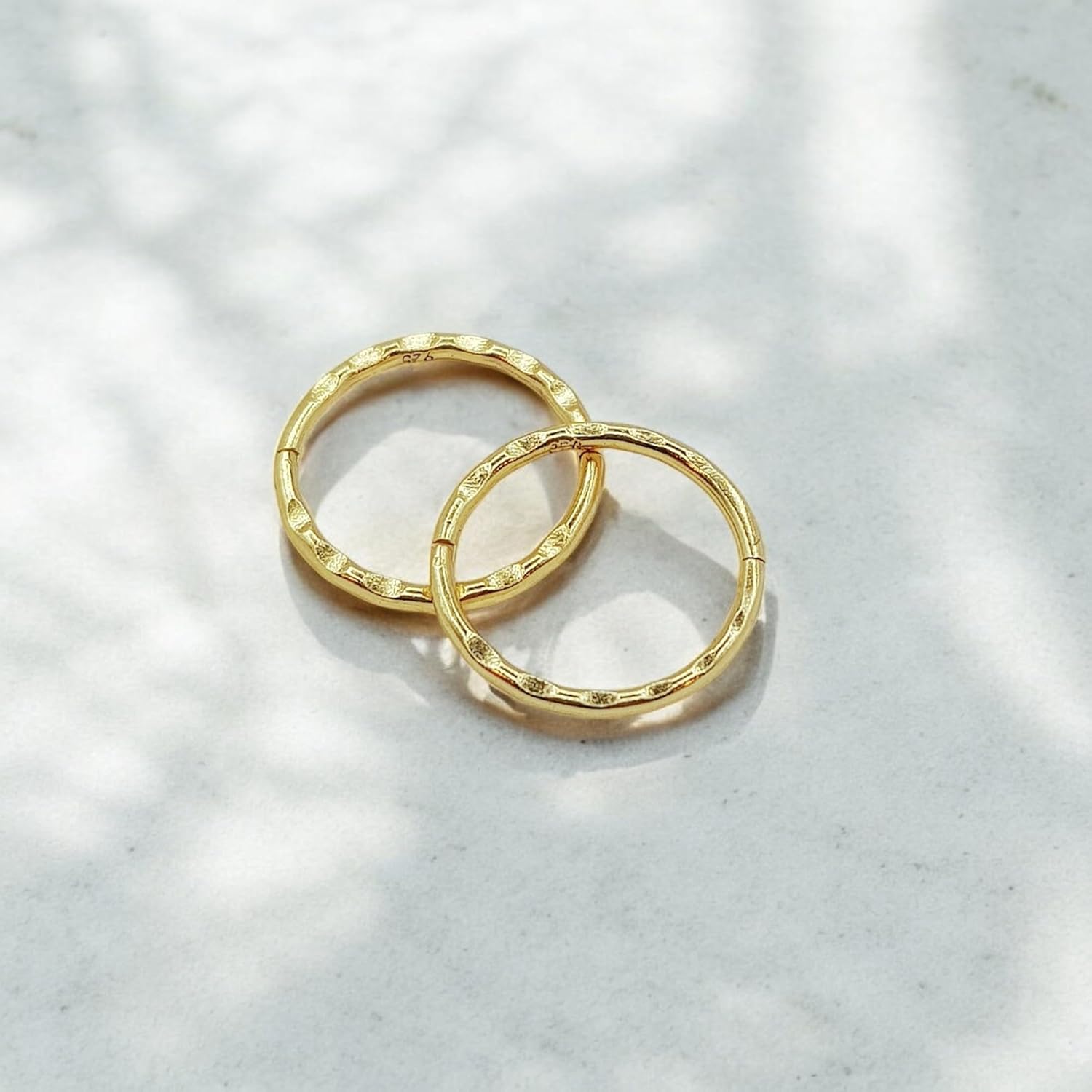 24K Gold Plated 925 Sterling Silver Seamless Faceted Sleeper Hoops Hypoallergenic 18G Hinged Clicker Earrings for Continuous Wear (8mm to 14mm) - Premium Body Jewelry Unisex Women Men - Image 4