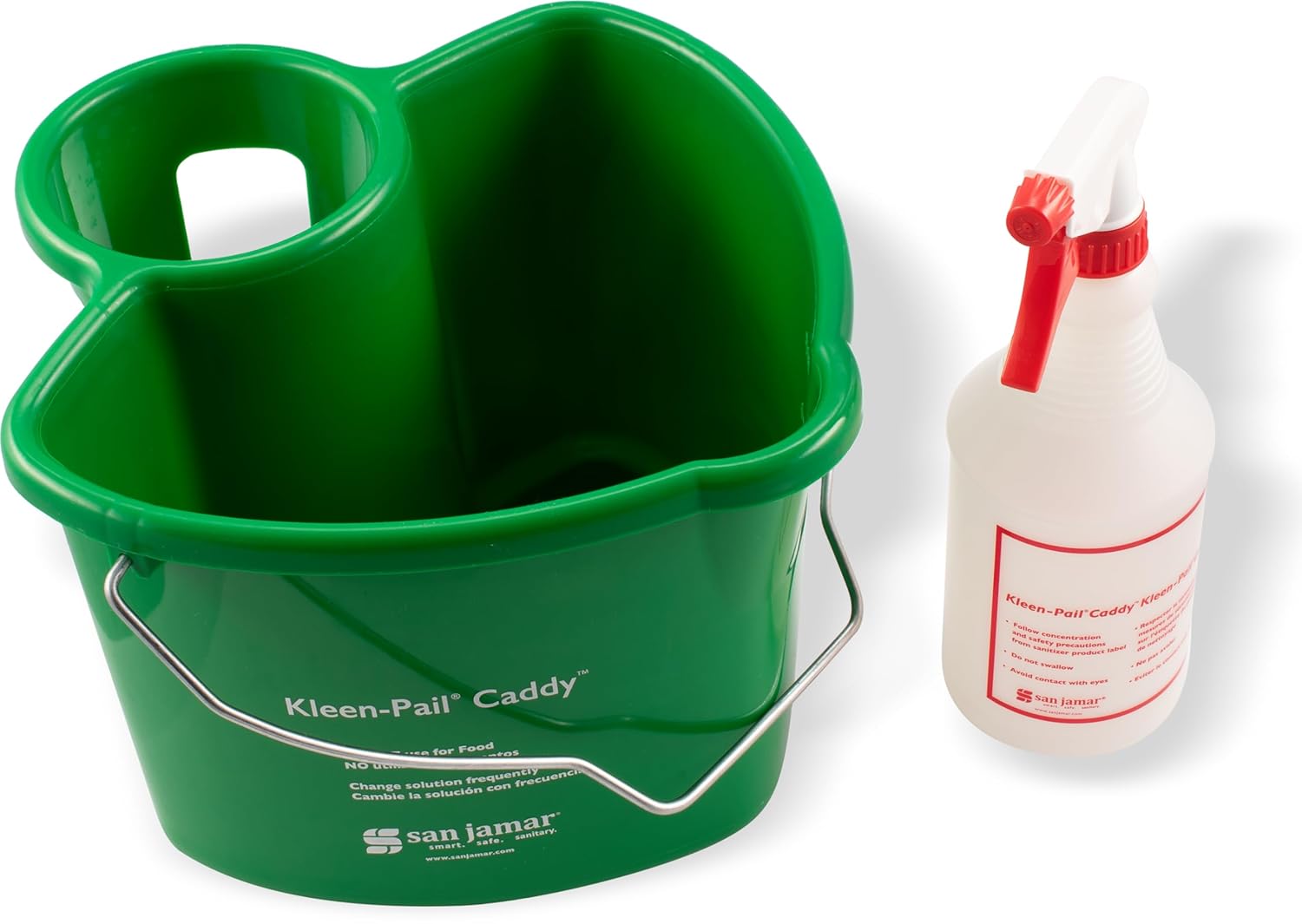 San Jamar KP500 Kleen-Pail Commercial Cleaning Caddy System, Green