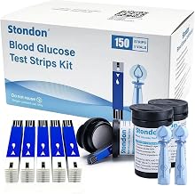 Blood Glucose Test Strips, 150 Counts Test Strips for Diabetes + 150 Counts Blood Lancets, Only for Stondon Meter Kit G430/G520