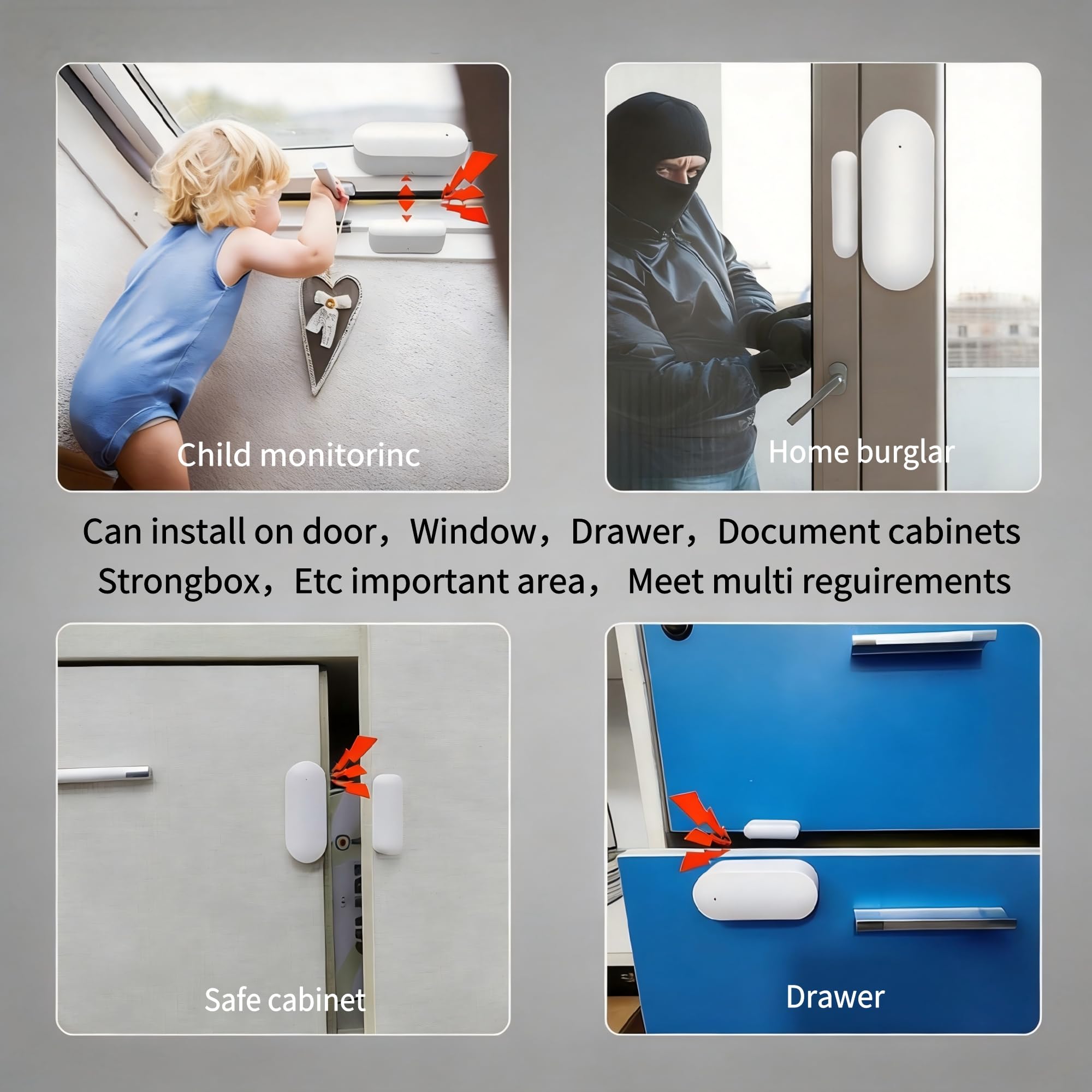 Sensor de contacto inteligente WiFi para puerta/ventana para automatización del hogar, monitor de puerta y ventana, detector de entrada magnético inalámbrico con alertas en tiempo real, compatible con