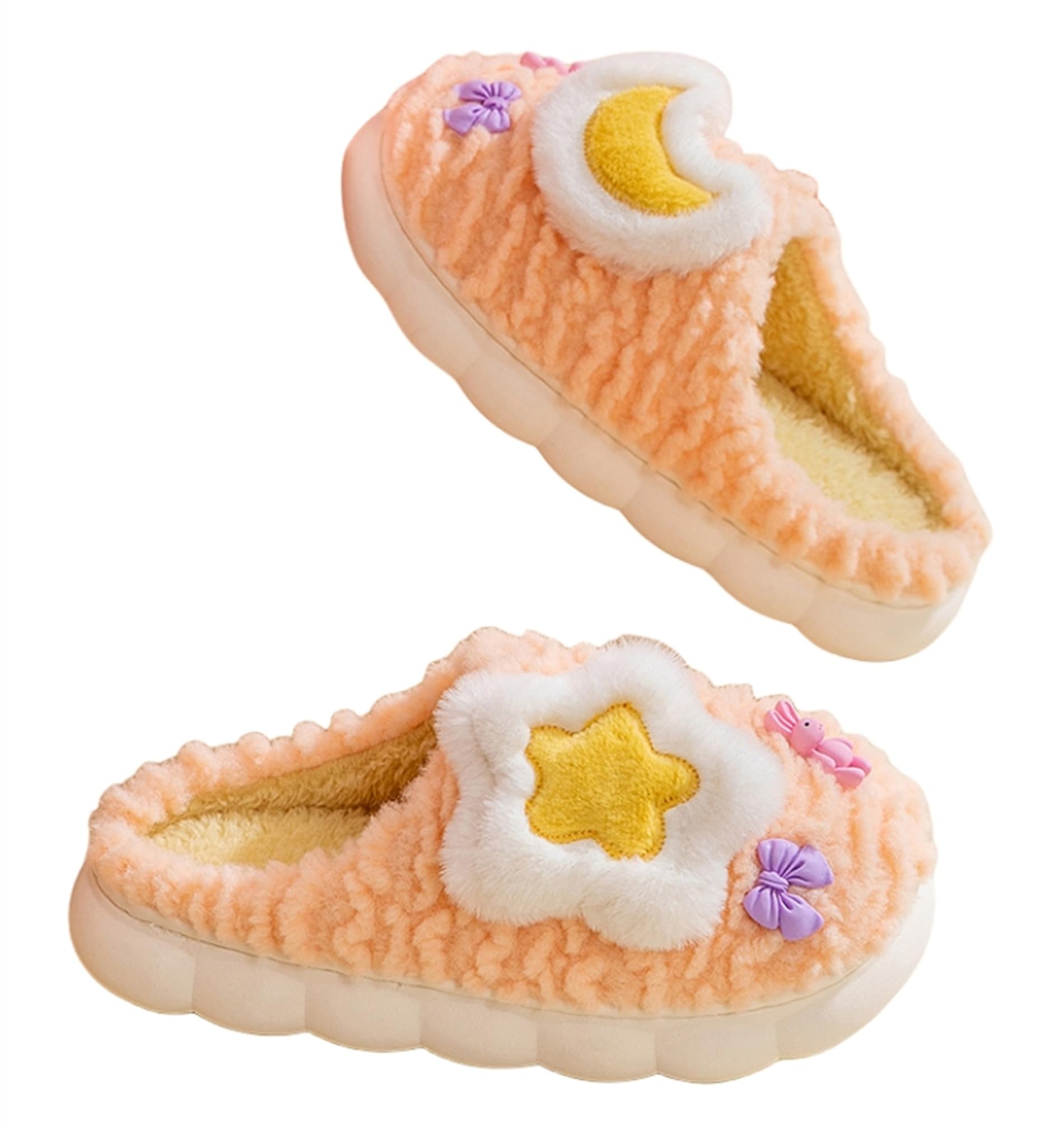 Cute Women's Star Plush Slippers - Warm Indoor &amp; Outdoor Slippers