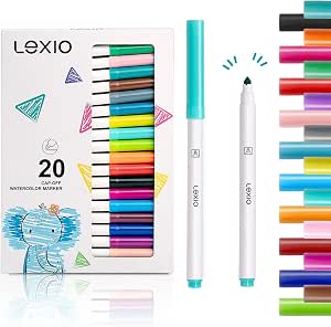 Lexio Washable Markers for Kids, 20 Colors