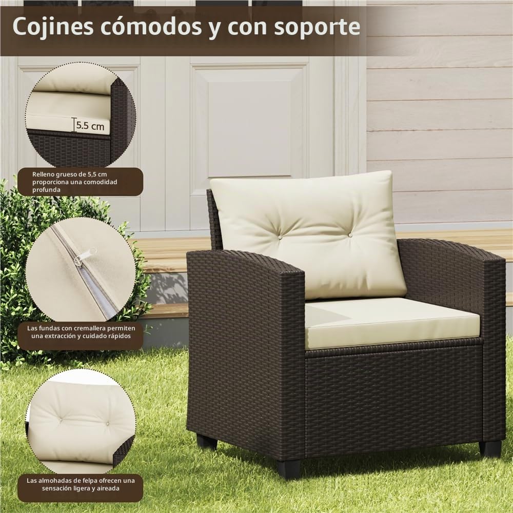 YaheetechＣonjunto Jardin Exterior Muebles Jardin Exterior Muebles Terraza con Mesa de Vidrio，Sillas de Ratán para Balcón