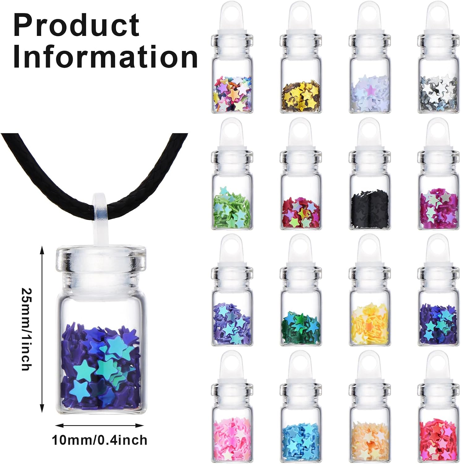 BBTO 16 Pcs Pixie Necklaces fairy Confetti Dust gift Bottles