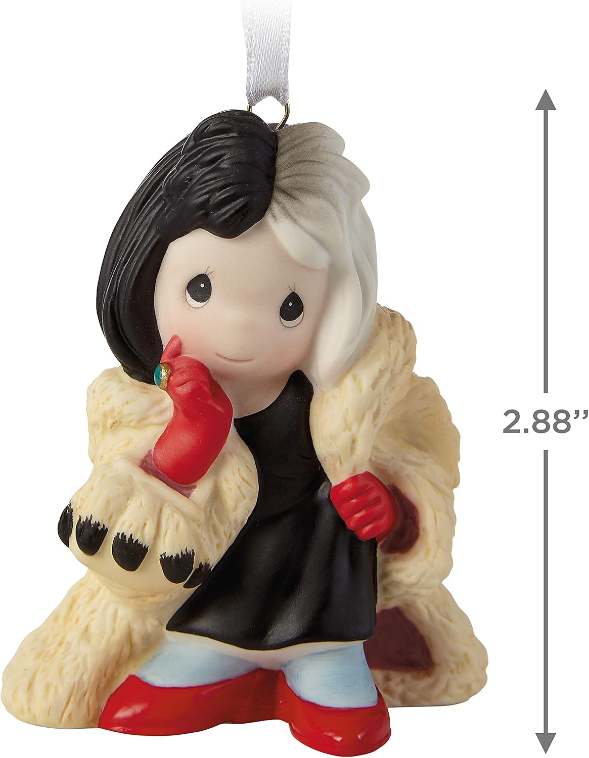 Hallmark Keepsake Christmas Ornament 2021, Disney 101 Dalmatians Cruella De Vil Precious Moments, Porcelain