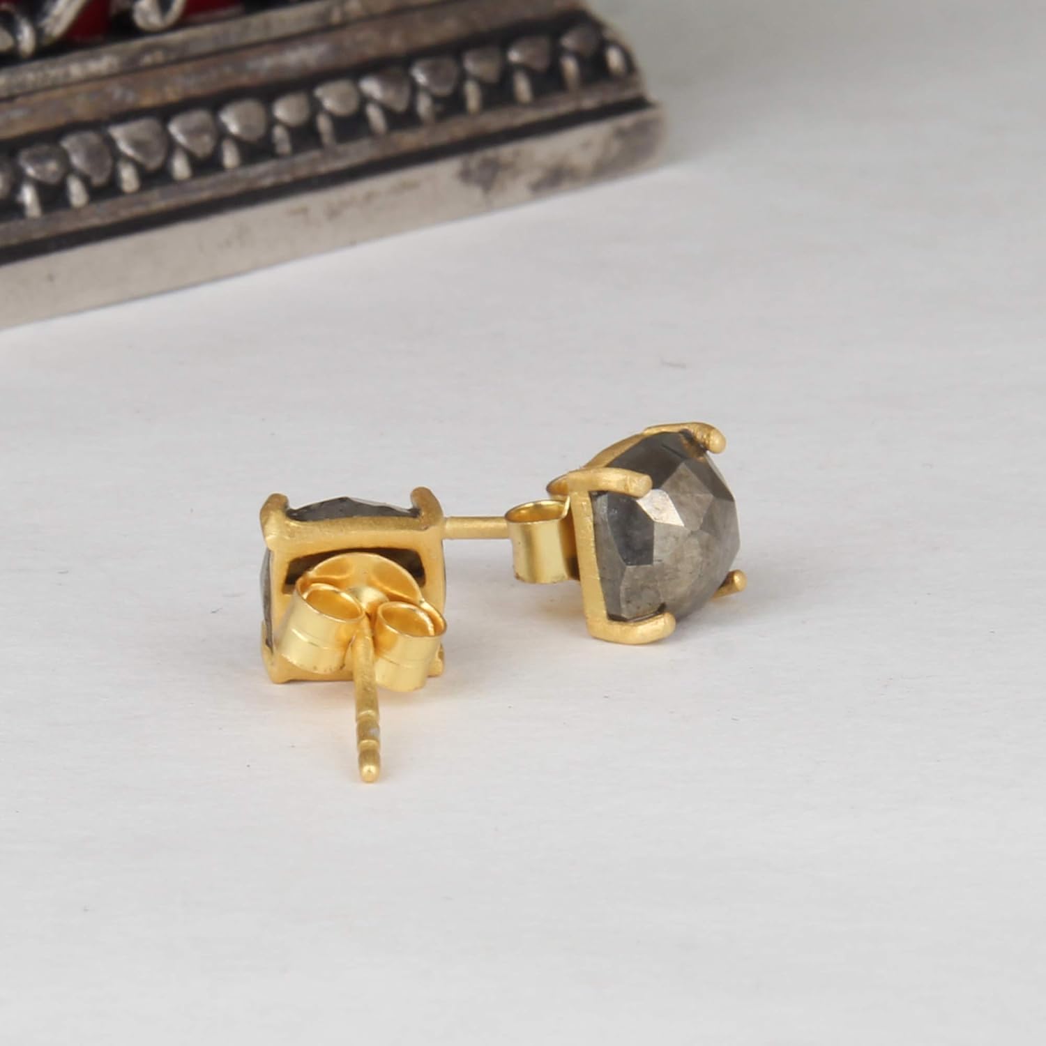 PANOLPY 925 Sterling Silver Cushion Cut Birthstone Stud Earrings for Women