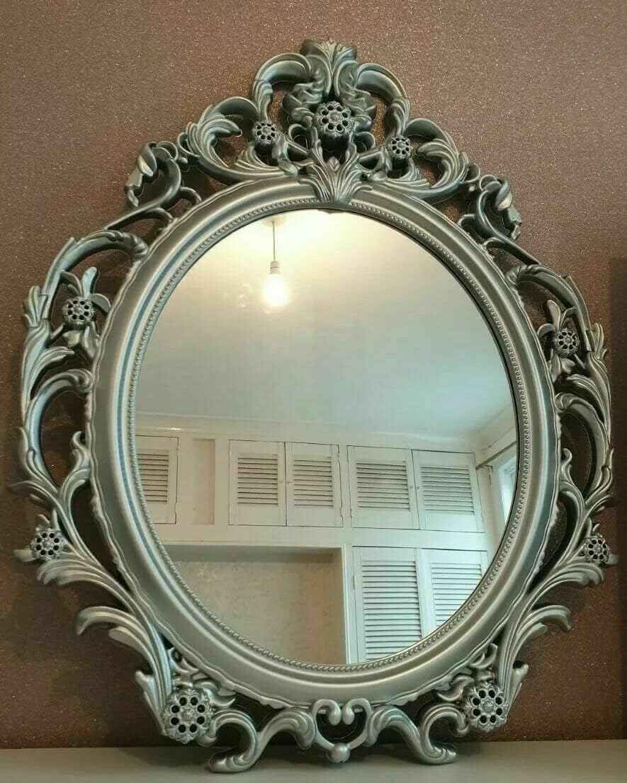 DEENZ New Beautiful Baroque Wall Mirror Silver Chic Mirror Home Decor 62X49Cm