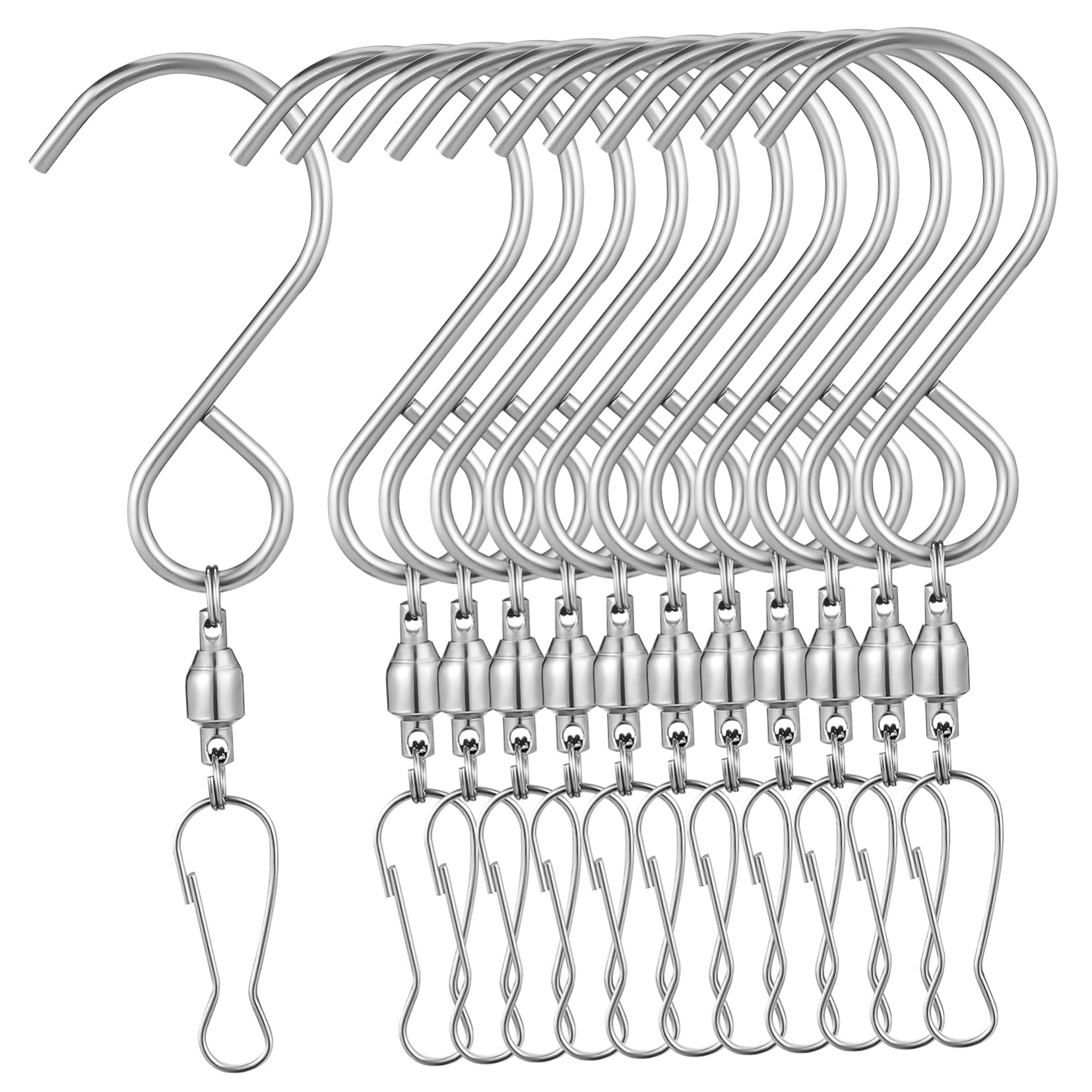 Gogogmee 12 Pcs Stainless Steel Wind Chime Hangers Clips Rotating Swivel Hooks for Bird Feeders and Garden Decor Easy to Use and Space Saving Design