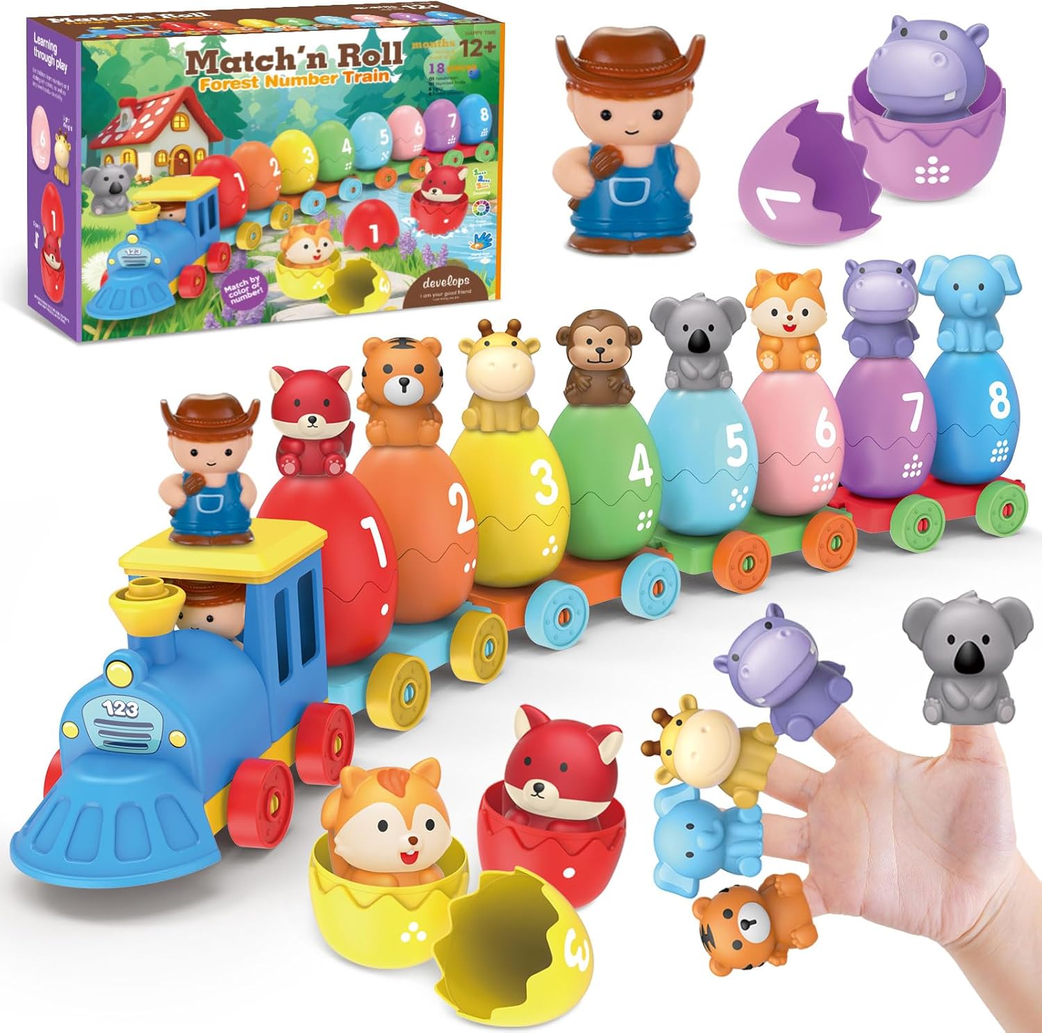 Grarain Easter Basket Stuffers for Toddler - Prefilled Easter Eggs with Toys & Train Set | Fun Party Favors for Classroom | Perfect for Ages 1-3 | Easter Gifts for Kids