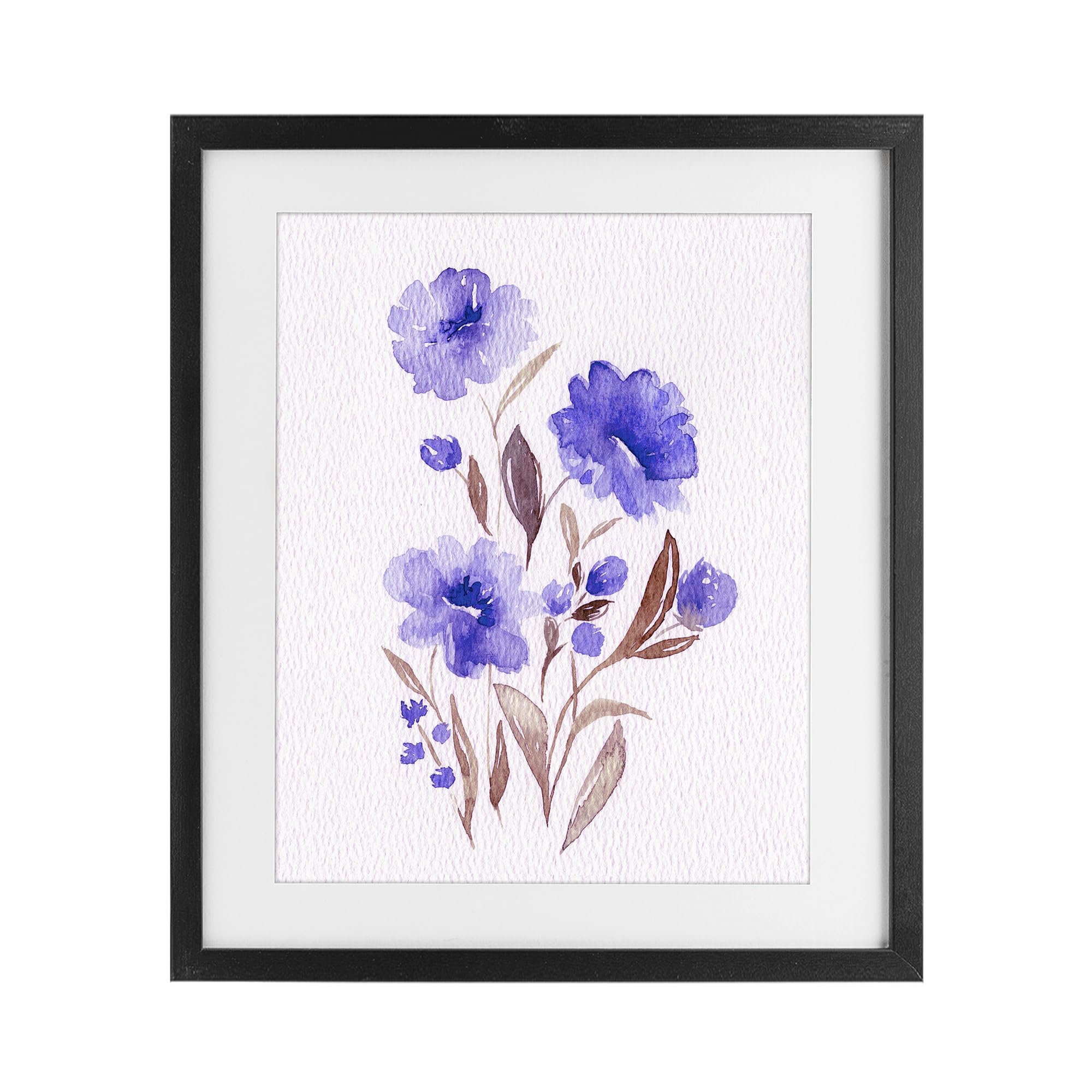 'Watercolor Purple Blossoms'| Framed Print Under Glass