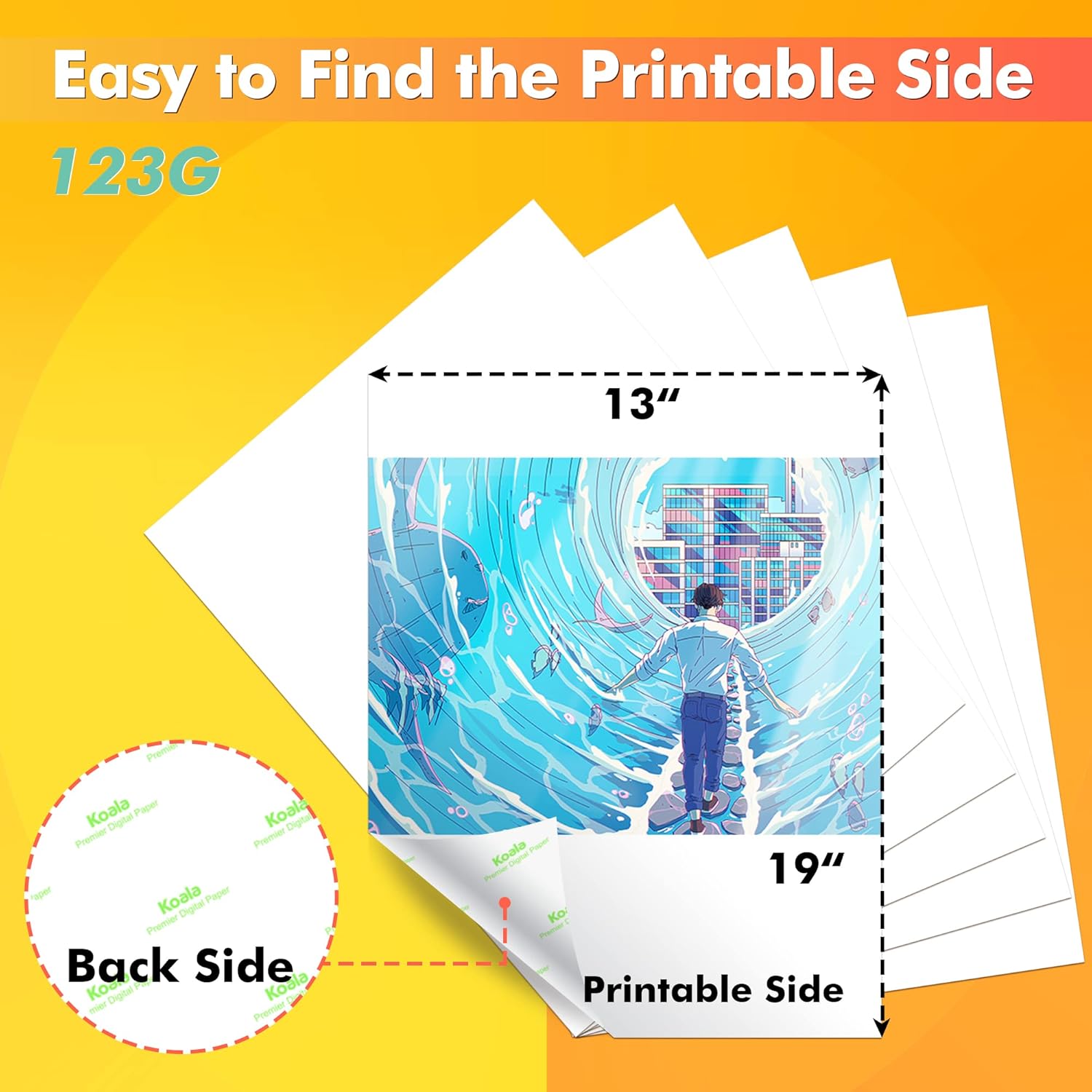 Koala Sublimation Paper 13x19 inches Easy to DIY T-shirts,Tumblers,Mugs Only Compatible with Inkjet Sublimation Printer Sublimation Ink 100 sheet 123g